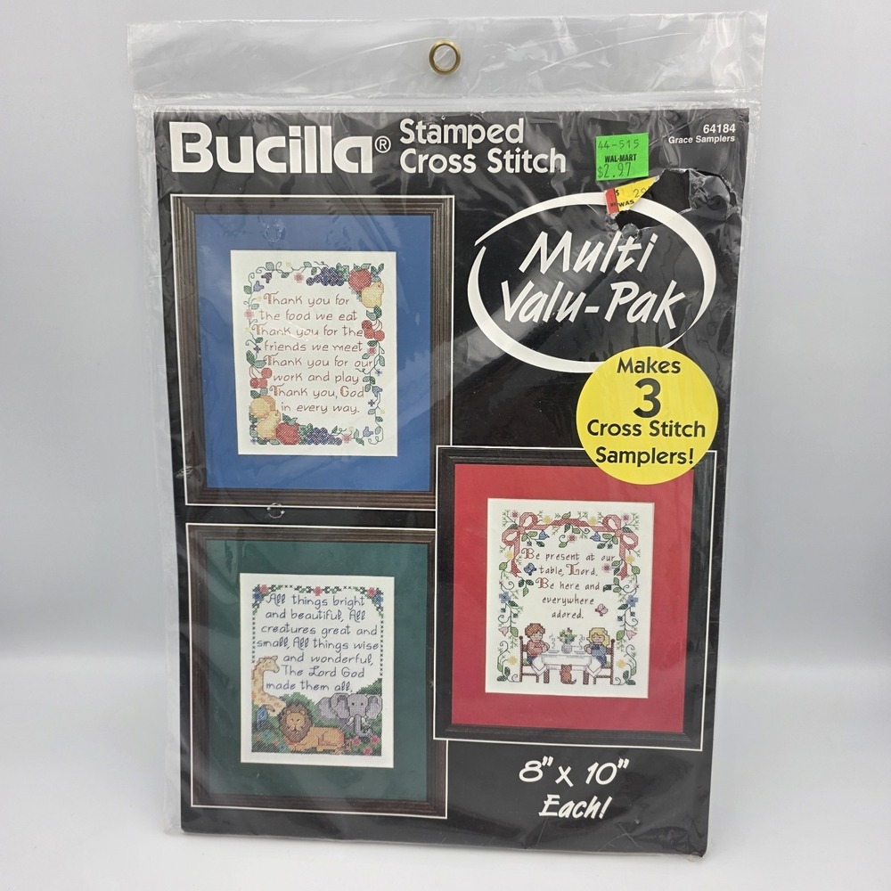 Bucilla 64184 Stamped Cross Stitch Grace Samplers 8" x 10" Cross Stitch Patterns